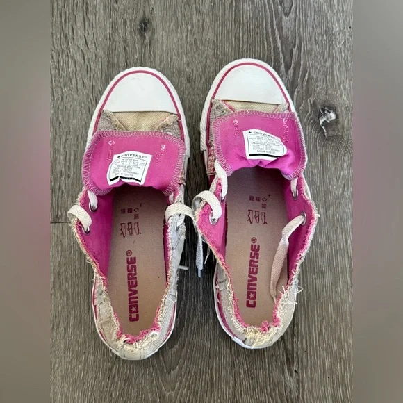 Converse Patchwork Low Top Sneakers Pink Beige Converse All Star | Size 6 - Picture 6 of 7